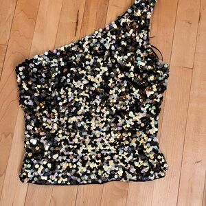 JS Boutique Black and Silver Asymmetrical Sequin Dress